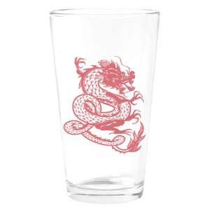   Pint Drinking Glass Chinese Dancing Dragon 