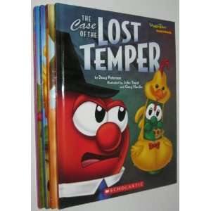  4 Book Lot Veggie Tales Values Lost Temper/Good Bad Silly 