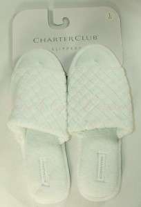 Charter Club Soft Open Toe Heel Quilted Slippers New  
