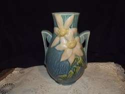 Roseville Pottery 108 8 Art Deco Blue Clematis Vase  