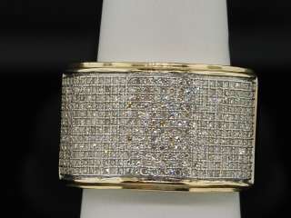MENS YELLOW GOLD .89C PAVE DIAMOND BIG FACE PINKY RING  