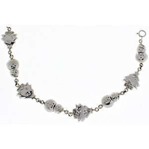    Sterling Silver Snowman and Christmas Tree Link Bracelet: Jewelry