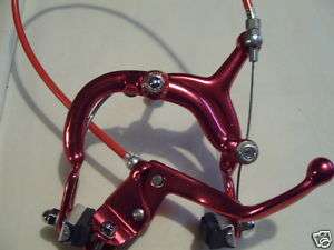 nos bmx front lee chi brake caliper and lever red  