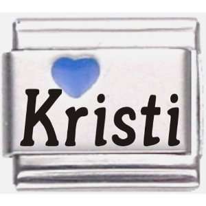  Kristi Dark Blue Heart Laser Name Italian Charm Link 