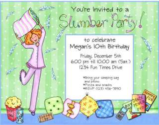 Personalized SLUMBER PARTY Birthday Party Invitations  