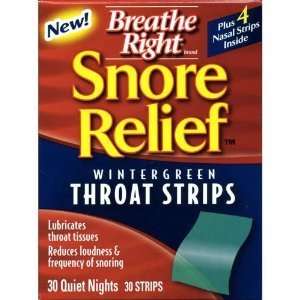 Snore Relief Breathe Right Wintergreen Throat Strips,30 
