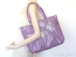 Coach 15791 Poppy Grape Purple Lavender Patent Glam Tote Shoulder Bag 
