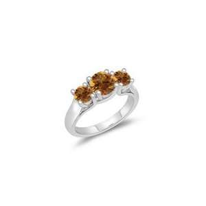  1.23 Cts Citrine Three Stone Ring in 14K White Gold 9.5 