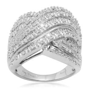  Silver Diamond Ring (1 cttw, I J Color, I3 Clarity), Size 8 Jewelry