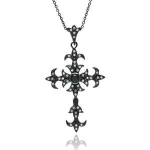   Rhodium CZ Necklace Ladies Gothic Pendant Chain Jewelry Christian