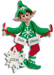 PERSONALIZED ELF FAMILY / COUPLES Christmas Ornament Polymer Clay by 