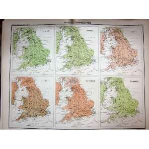    MAP 1891 AVERAGE TEMPERATURE ENGLAND WALES CHART: Home & Kitchen