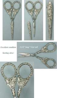   Sheathed Antique Sterling Silver Scissors * English * Circa 1840