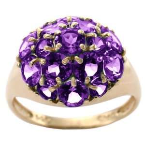  14K Yellow Gold Clustered Gemstone Ring Amethyst, size6.5 