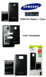 Original SAMSUNG Galaxy S2 SII 2000mAH Battery Black Case Cover Set 