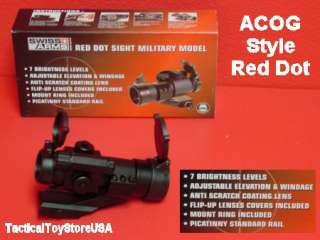 NEW opt Swiss Arms RED DOT acog Style Military Sight METAL Adjustable 