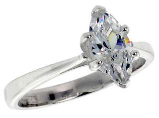 Sterling Silver .85 Carat size Marquise Cut Cubic Zirconia Bridal Ring