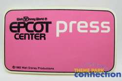 Disney EPCOT CENTER 1982 Opening PRESS Media Event PINK Nametag Badge 