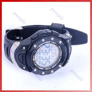 Waterproof Cold Light Plastic Band Sport Digital Watch Black  