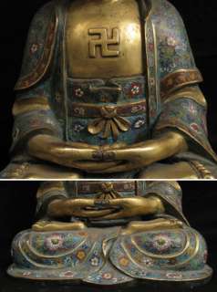 Old Tibetan Cloisonné Bronze Buddha Shakyamuni Statue  