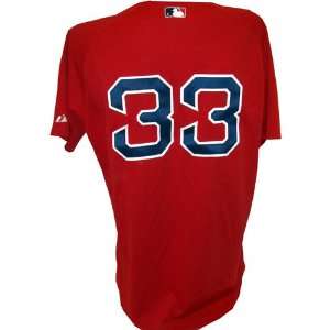  Jason Varitek #33 Red Sox 2010 Game Worn Red Jersey (48 