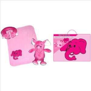   Kids Girls Pink Blanket Elephant Travel Kit 3 Piece Gift Set: Baby
