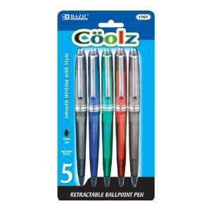  Bazic Coolz Retractable Ballpoint Pen, 5 per Pack (Case of 