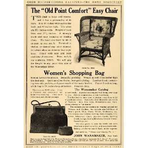  1910 Ad John Wanamaker Women Shopping Bag Rattan Chair 