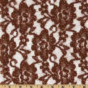   60 Wide Lace Glitter Brown Fabric By The Yard: Arts, Crafts & Sewing