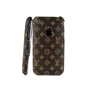 Brown Monogram Style Hard Back Cover Case for iPhone 3Gs 3G with Logo 