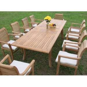   Rectangle Table, 10 Stylish Stacking Chairs Patio, Lawn & Garden