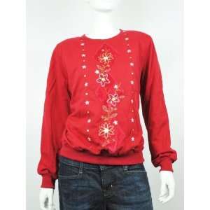  NEW ALFRED DUNNER WOMENS CREW NECK RED SWEATER L: Beauty