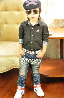   Fashionable Black Cotton Shirt W/ Leopard Print Collar & Cuffs NWT