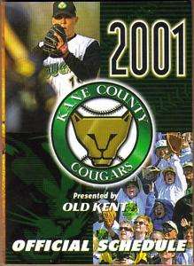 2001 Kane County Cougars Pocket Schedule Josh Beckett C  