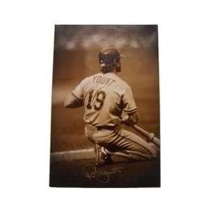  Robin Yount Signed Sepia Tone Canvas
