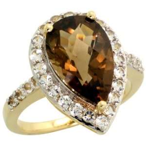  10k Gold Pear shaped Ring, w/ Brilliant Cut White Sapphire 