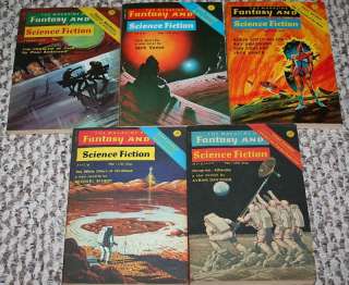 FANTASY & SCIENCE FICTION 1973 5 PULPS UFO ALIENS FF+  