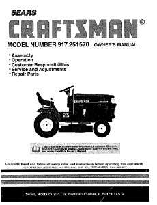 Craftsman Lawn Tractor Operators Manual 917.251570  