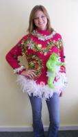 WOOZA CRAZY GRINCH LIGHT UP UGLY CHRISTMAS SWEATER JUMPER MENS WOMENS 