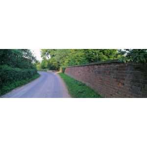  Brick Wall and Curved Road, United Kingdom Giclee Poster 