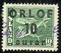 ICELAND ORLOF, Savings Stamp, 10a on 10a Fish, used and in our opinion 