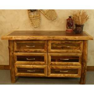  Yukon Rustic Log Dresser   6 Drawer