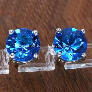 BLUE Cubic Zirconia Zircon Earring Ear Stud 1 Pair @@  