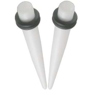 White UV Acrylic Ear stretched Stretching Expanders Stretchers Tapers 