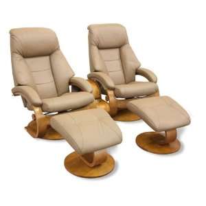 Sand Leather Swivel Recliner with Ottoman with Theater Table 