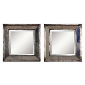  Uttermost Davion Squares Mirror in Antique Silver (Set of 