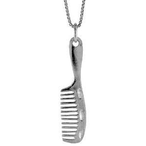 925 Sterling Silver 1 3/8 in. (36mm) Tall Comb Pendant (w/ 18 Silver 