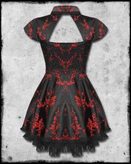 HELL BUNNY RUKA BLACK RED CHINESE FLORAL ROSE SATIN GOTH STEAMPUNK 