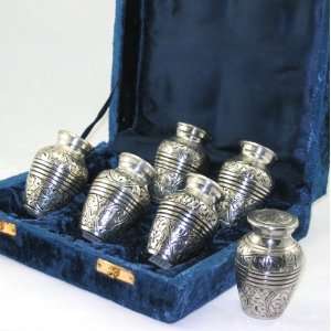    Antique Silver Oak Keepsake Cremation Urns 6 pk: Home & Kitchen