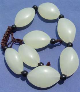 Nice White Jade Olive shaped Beads Bracelets Adjustable  